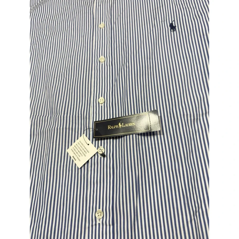 NWT Polo Ralph Lauren Men Classic Button Down Oxford Poplin Shirt Pinstripe 2XLT